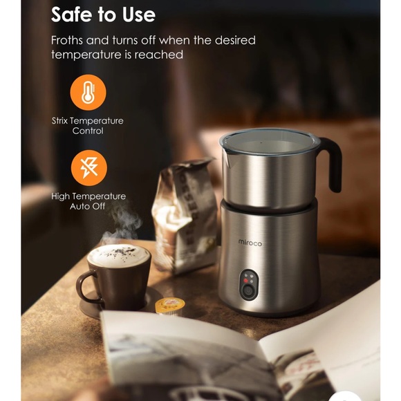 Kitchen Miroco Detachable Milk Frother 4 In 1 Automatic Stainless